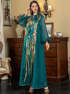 Luxury Ostrich Fur Sequin Kaftan