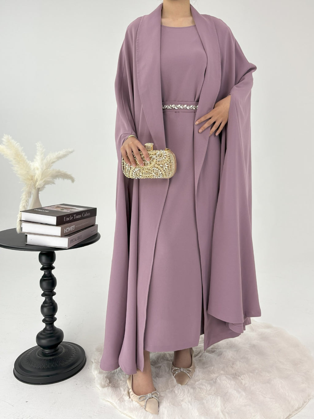Purple Two Piece Set Abaya