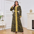 Dark Gold Print Abayas
