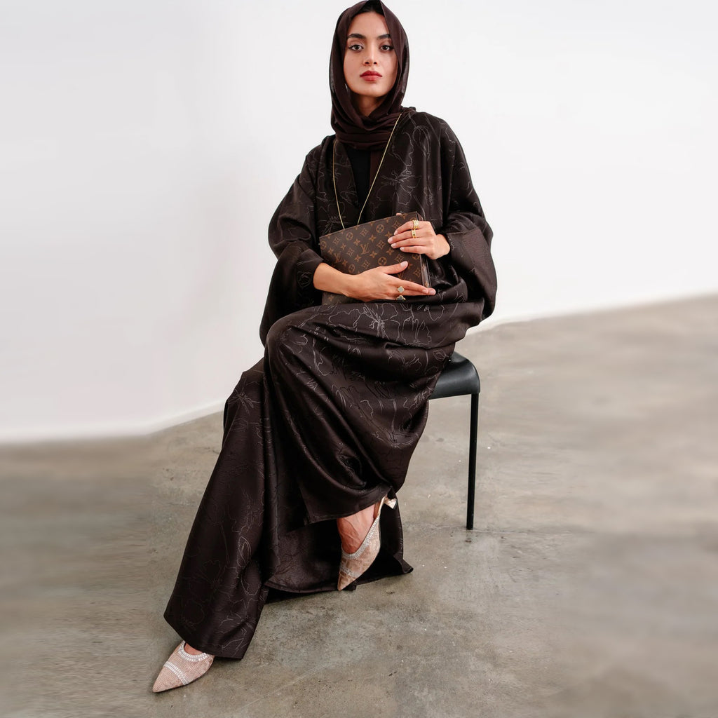Fashionable Jacquard Dress Abaya with Hijab