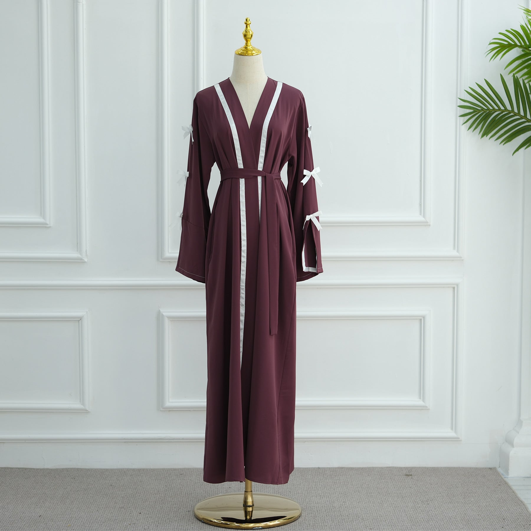 Modest Open Kimono Style with Bowknots