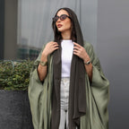 Army Green Cardigan Bat Sleeve Abaya
