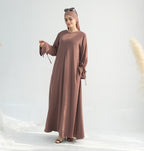 Solid Color Satin Abaya Maxi Dress