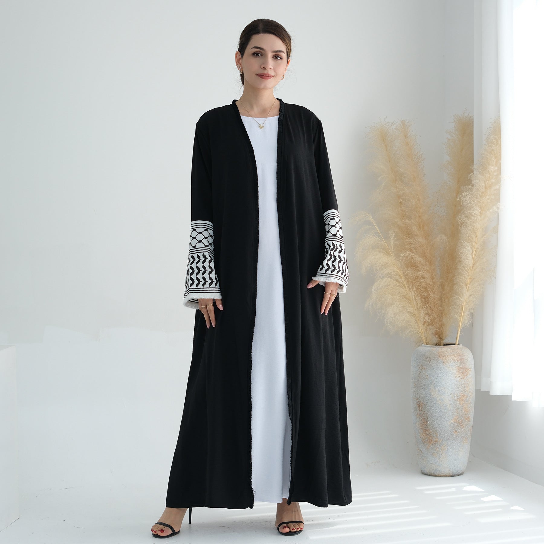 Cotton Embroidery Tassel Abaya