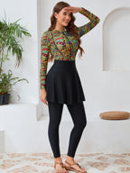 Beach Style Patterned Swimsuit