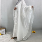 Shiny Satin Batwing Sleeve Shawl Abaya
