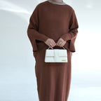 Double Layer Cotton Simple Slit Cuff Dress