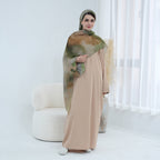 Printed Cuffs Abaya Dress with Hijab