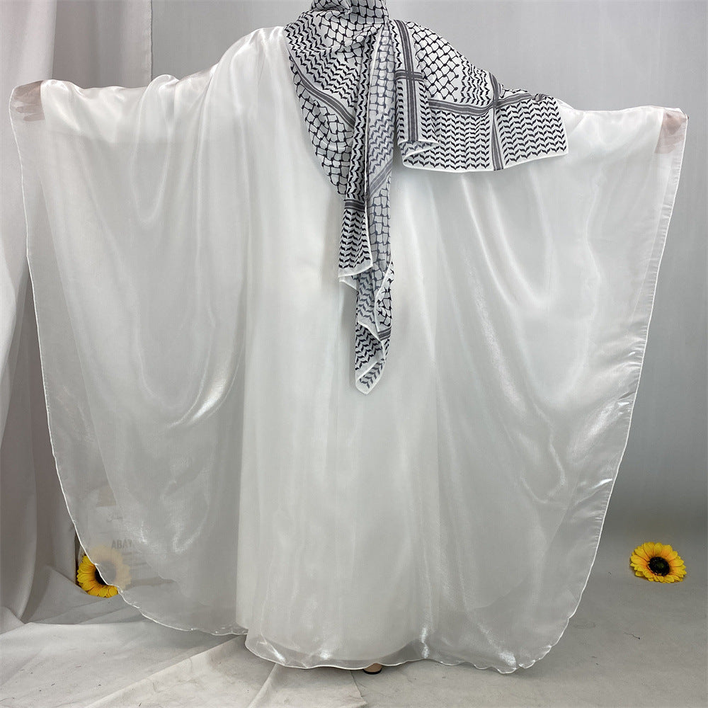 Shiny Satin Batwing Sleeve Shawl Abaya