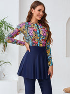 Beach Style Patterned Swimsuit