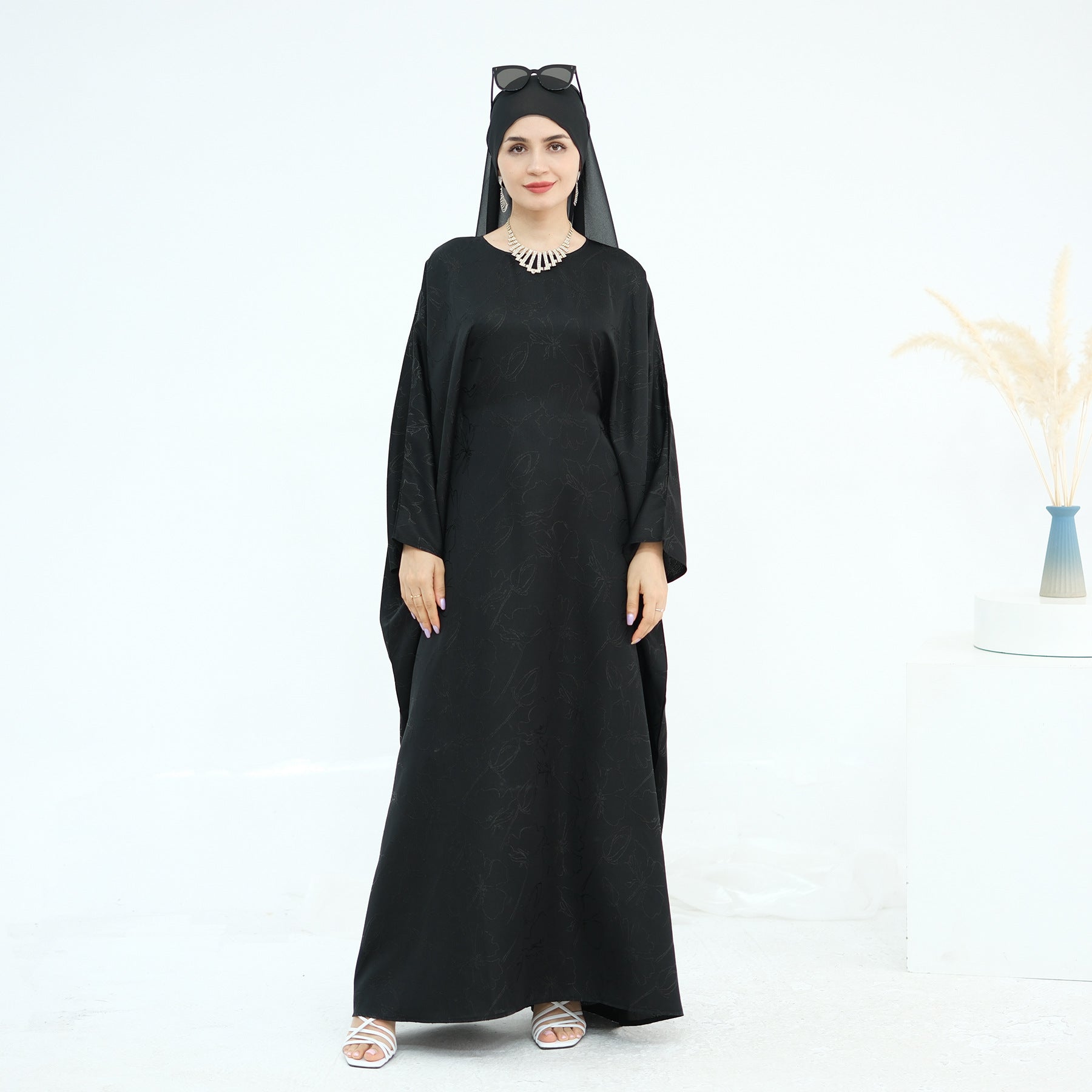 Jacquard Fashion Dress Abaya with Hijab