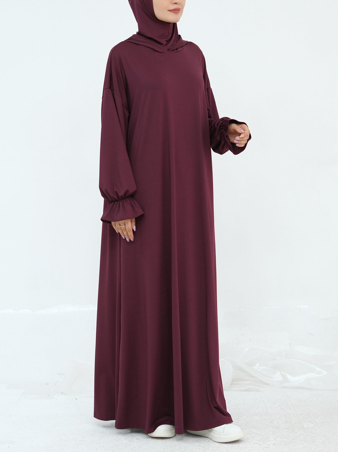 Solid Color Hooded Abaya