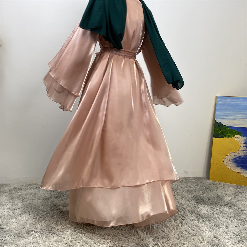 Shiny Satin Cardigan Abaya