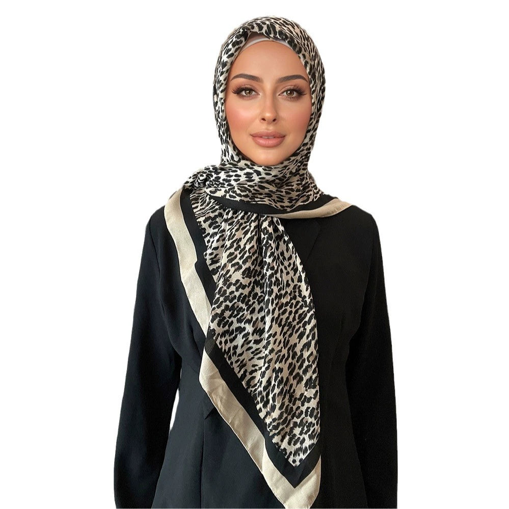 Leopard Print Square Scarf Hijab