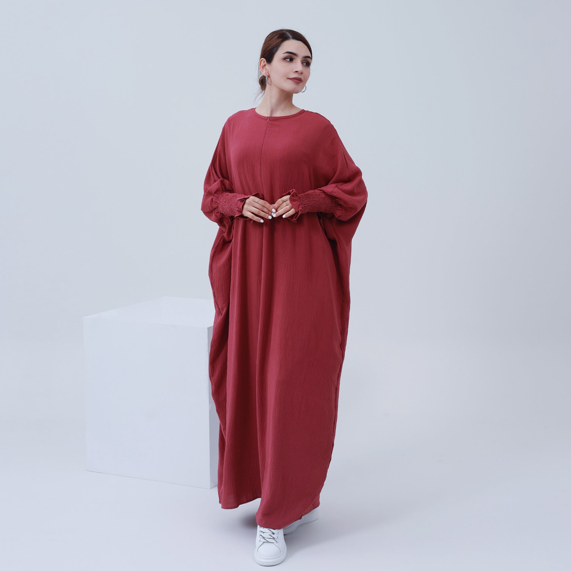 Solid Color Bat Style Dress