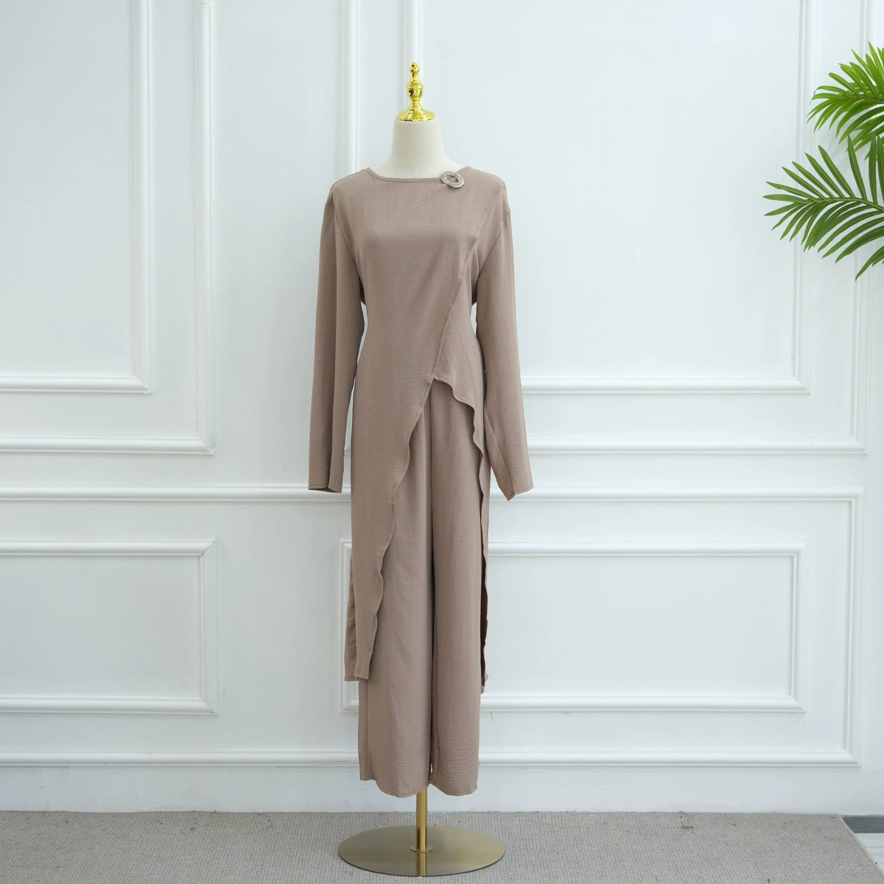 Solid Color Fashion Two-Piece Abaya
