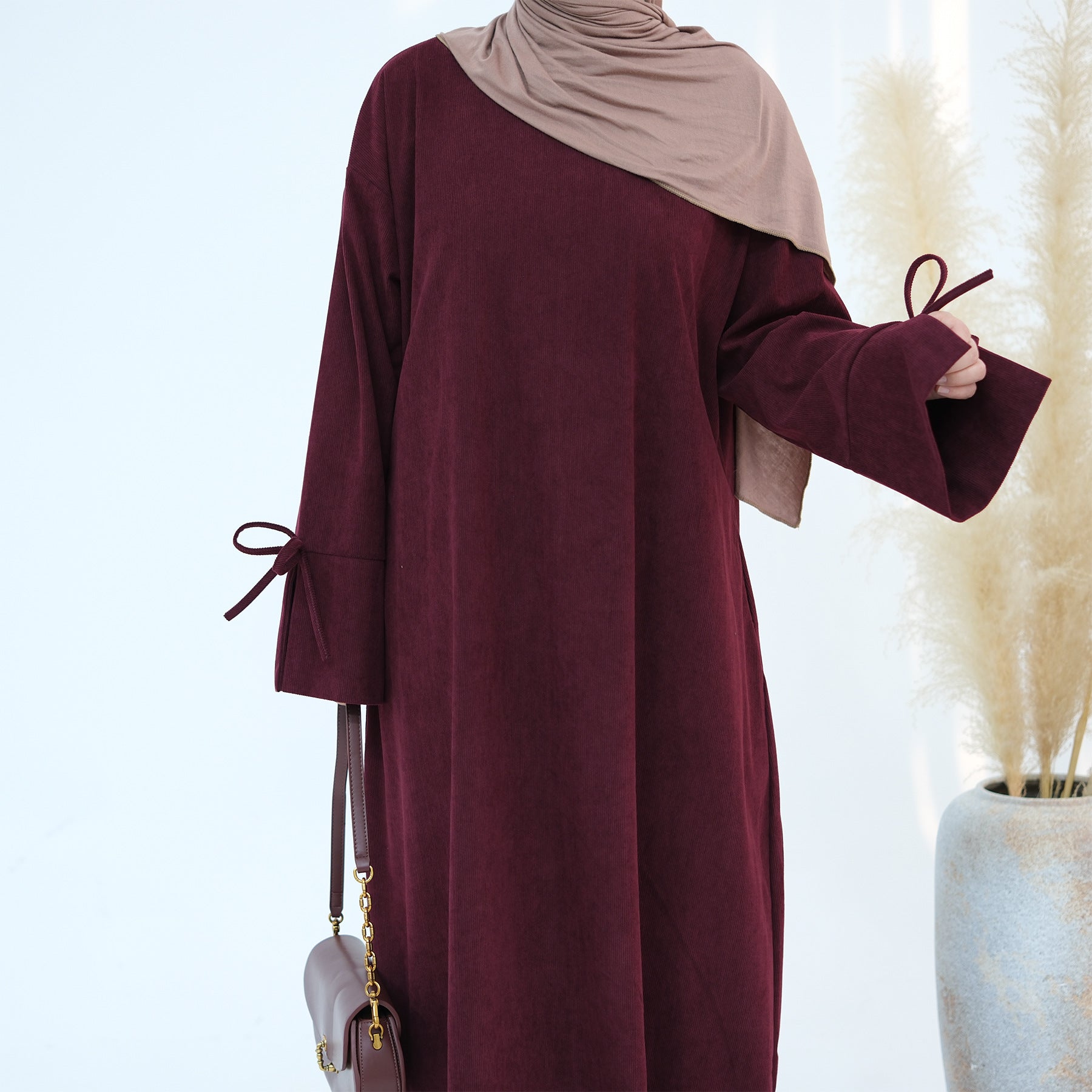 Bow Sleeve Modest Abaya Dress