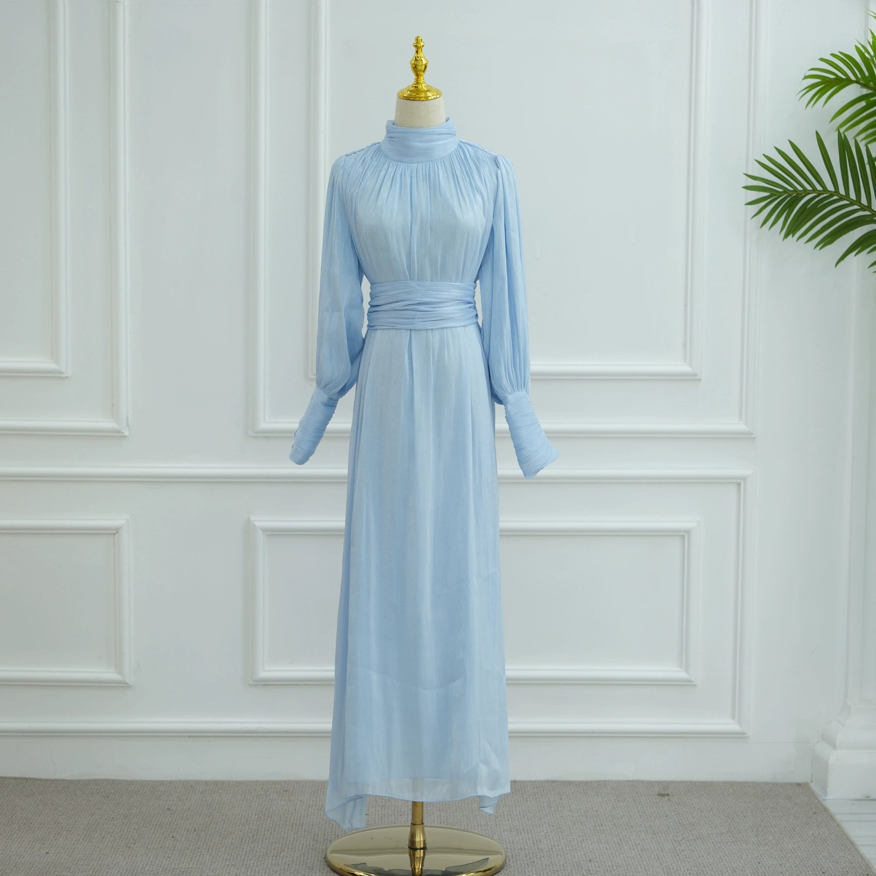 Solid Color Cuffed Sleeve Abaya