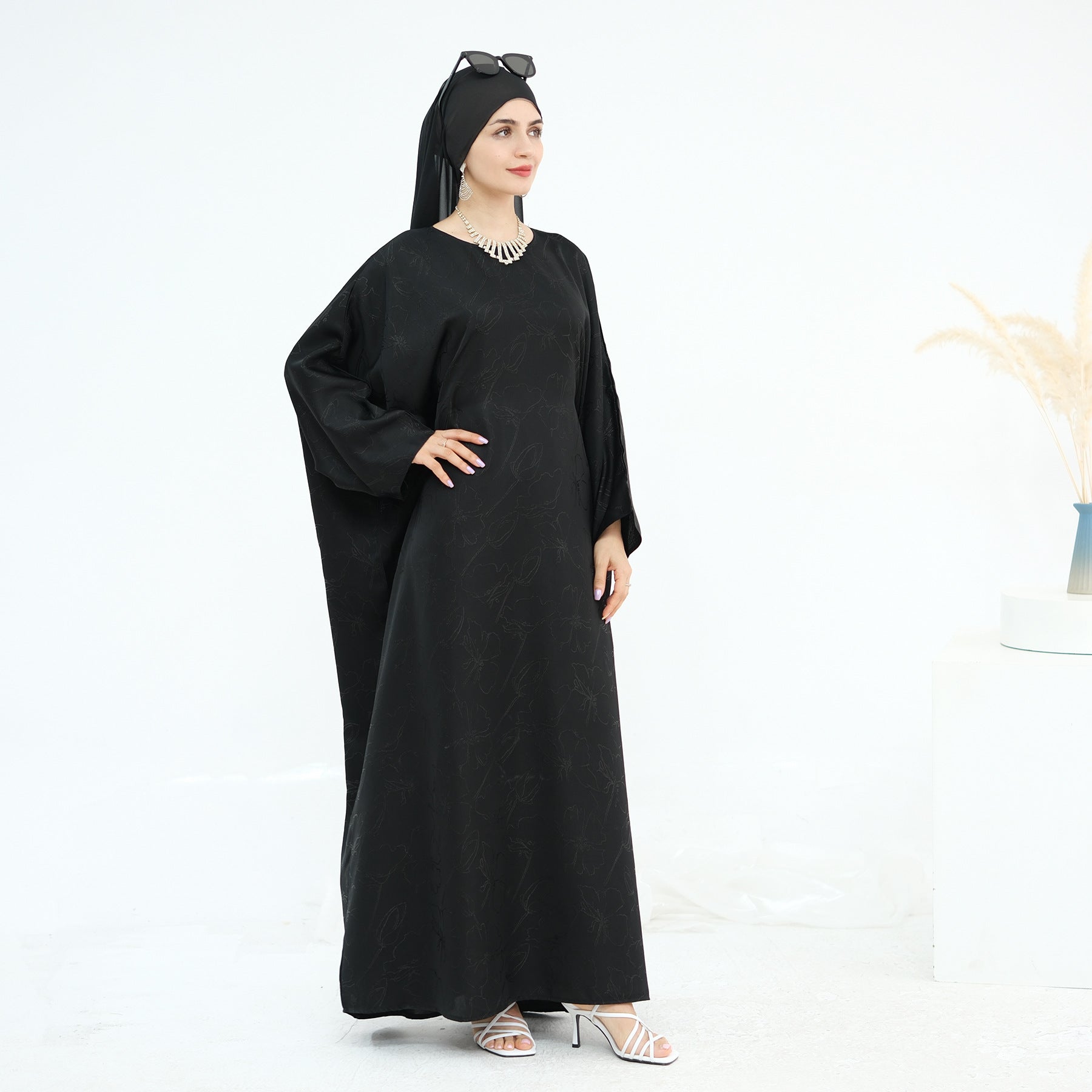 Jacquard Fashion Dress Abaya with Hijab