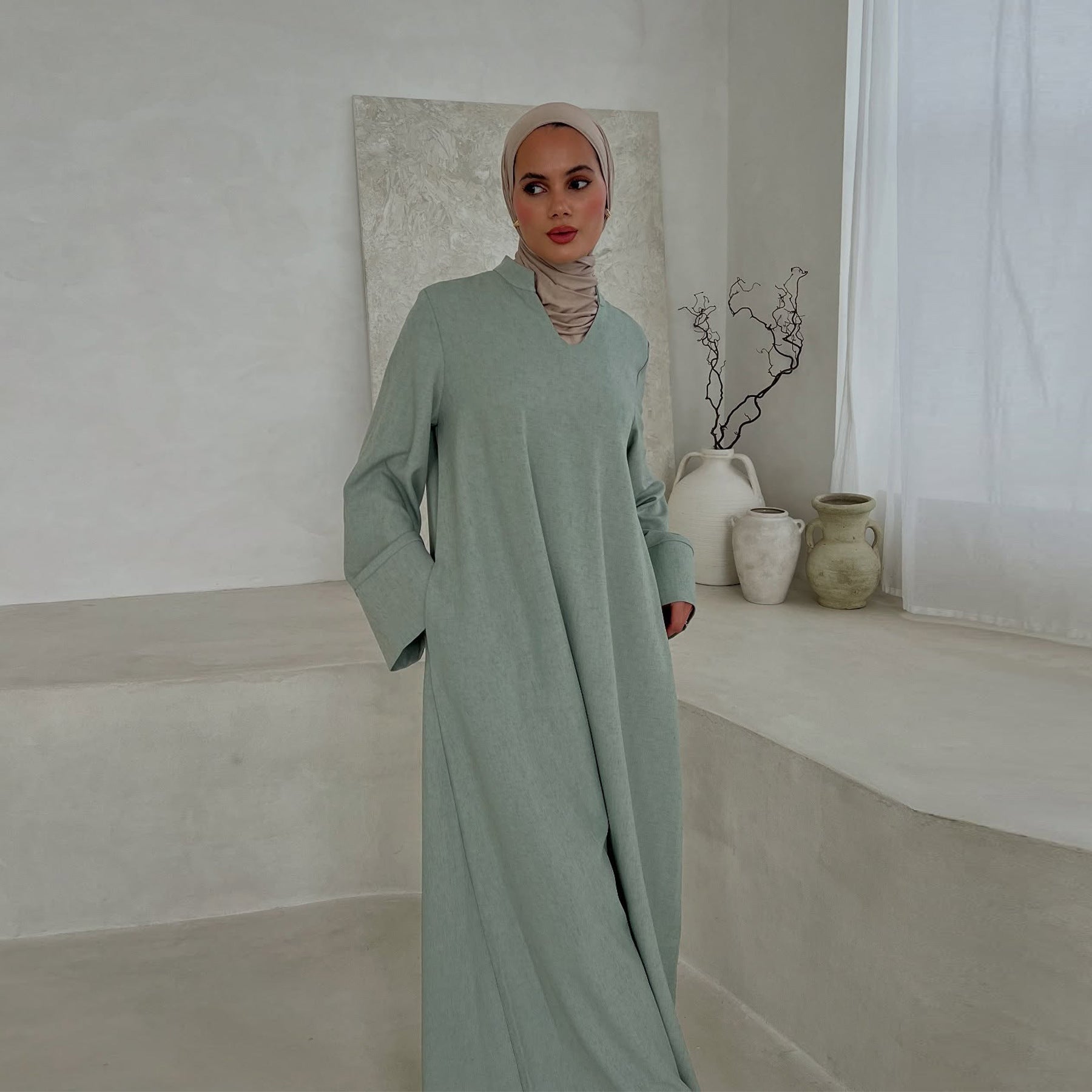 Loose-fitting Casual Solid Color Abaya