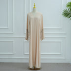 Flower Embroidered Solid Color Cardigan Abaya