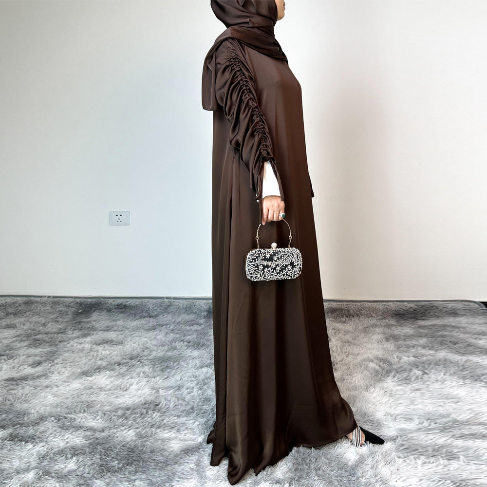 فستان بأكمام مطوية ومربوط