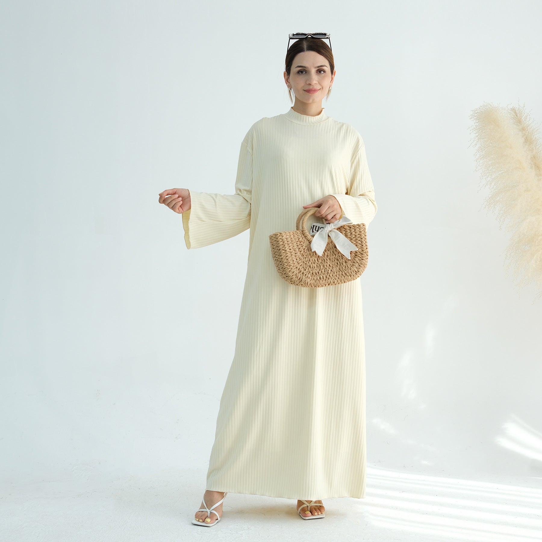 Multicolor Standing Collar Dress