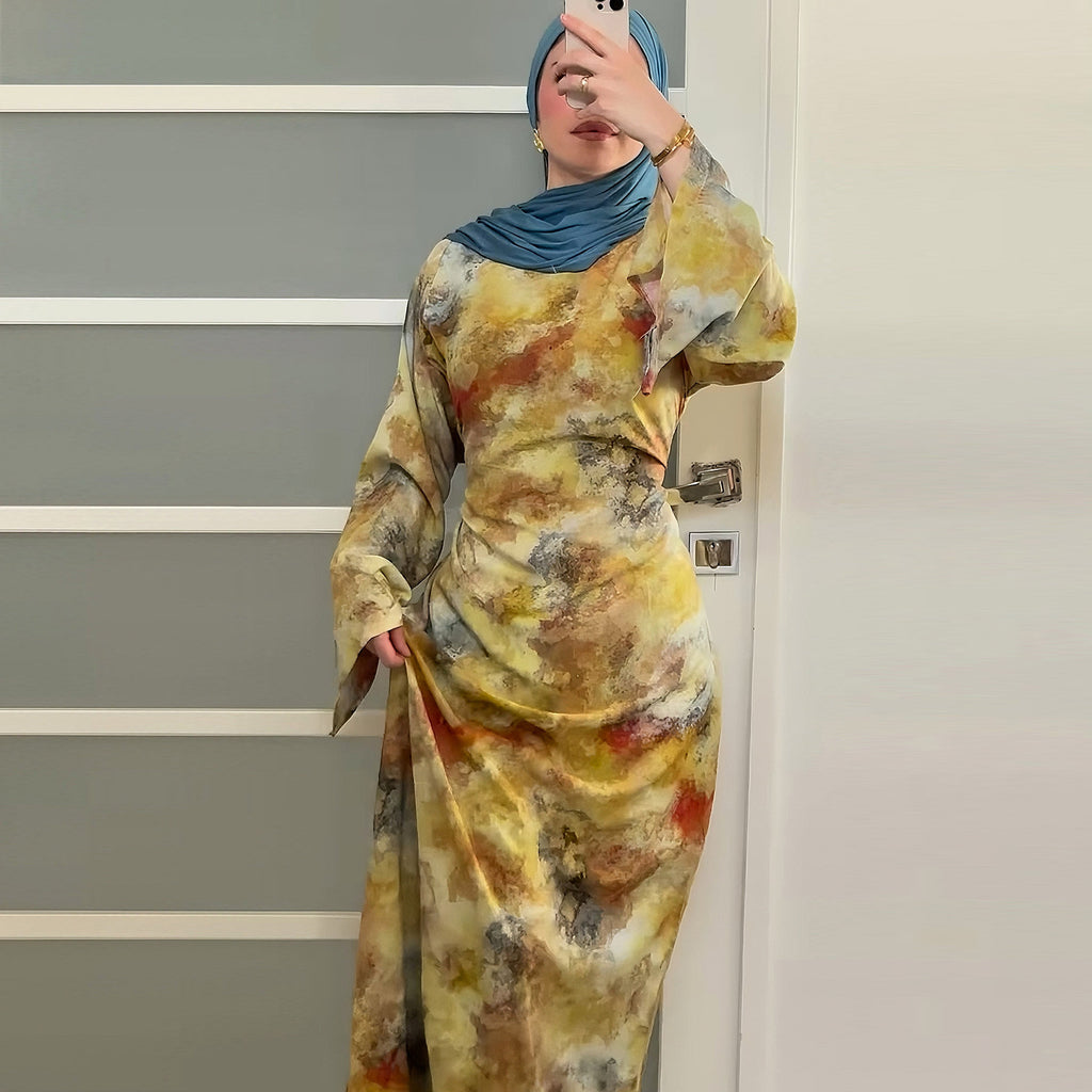 Printed Simple Dress Abaya