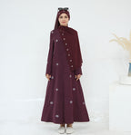 Embroidered Cardigan Abaya with Hijab