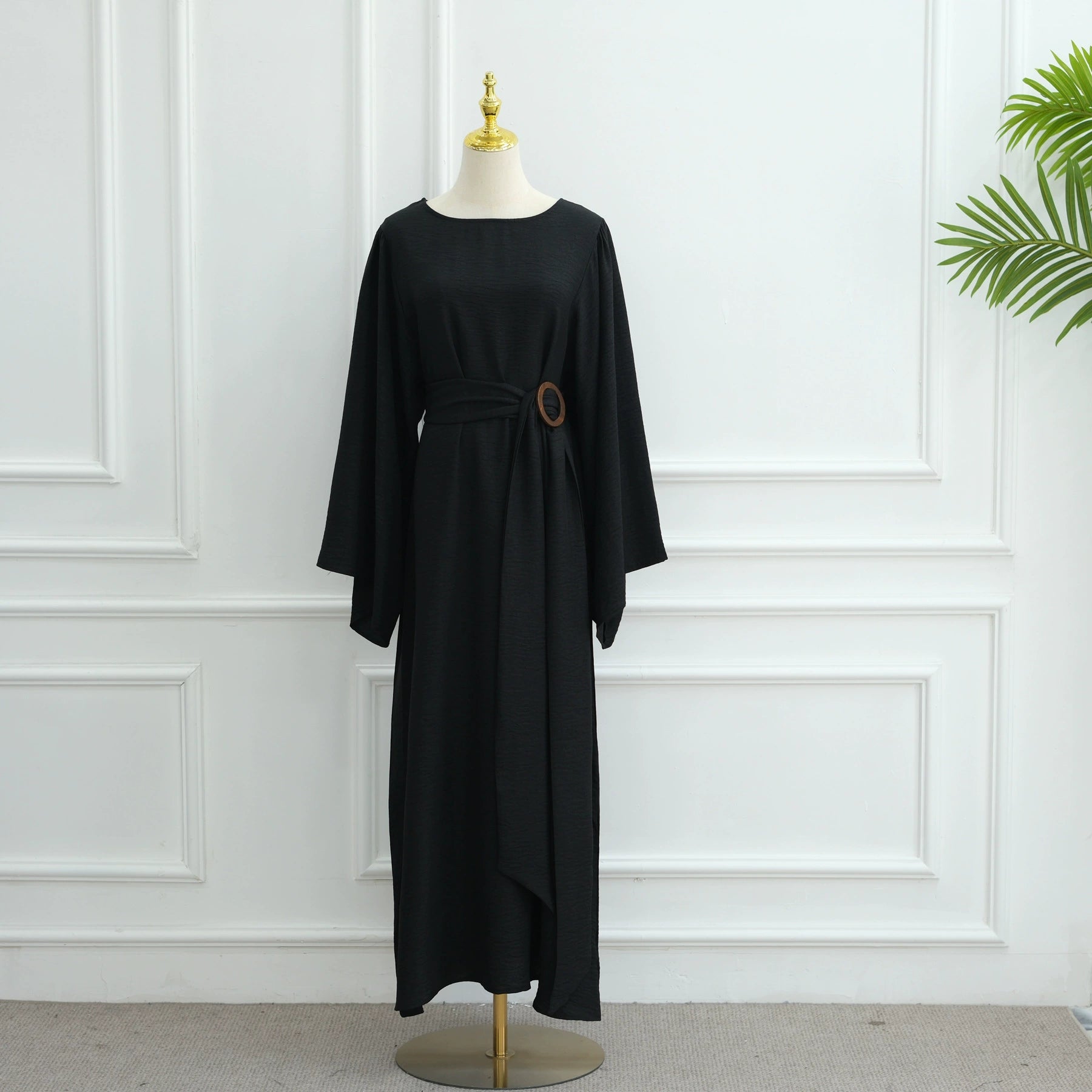 Loose Sleeve Dress with Belted Waist Abaya
