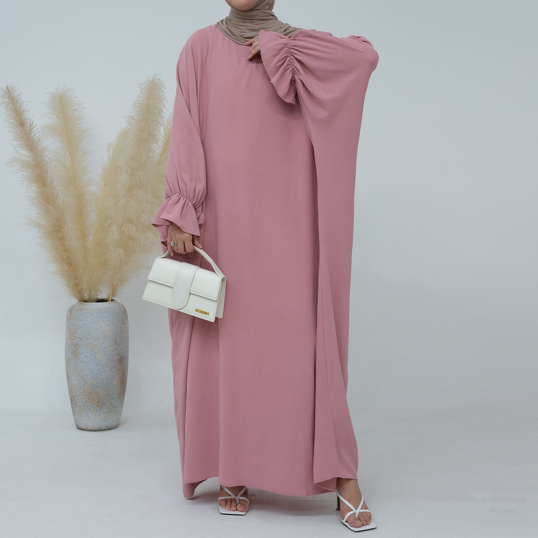 Solid Color Lantern Dress Abaya