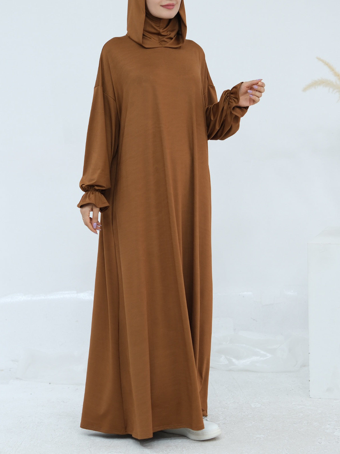 Solid Color Hooded Abaya