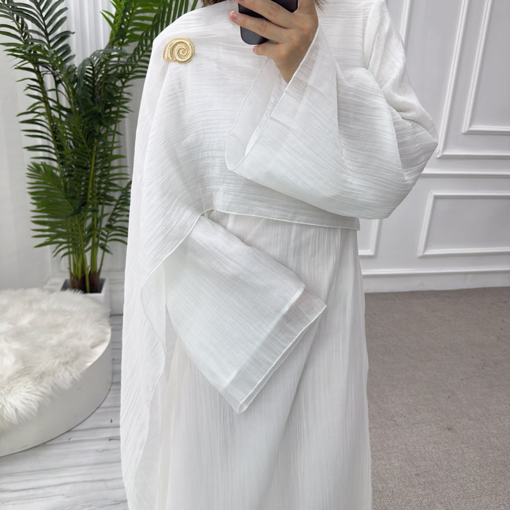 Solid Color Double-Layer Dress Abaya