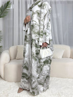 Ink-wash Printed Cardigan Abaya