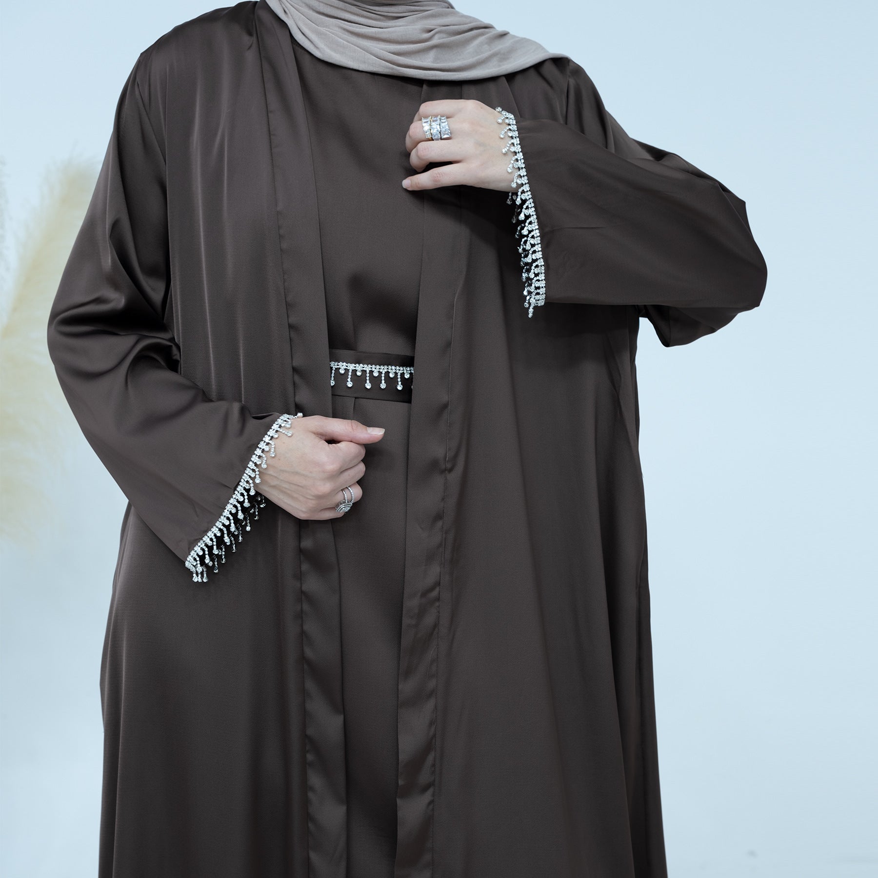 Bead Abayas with Crystal Chain
