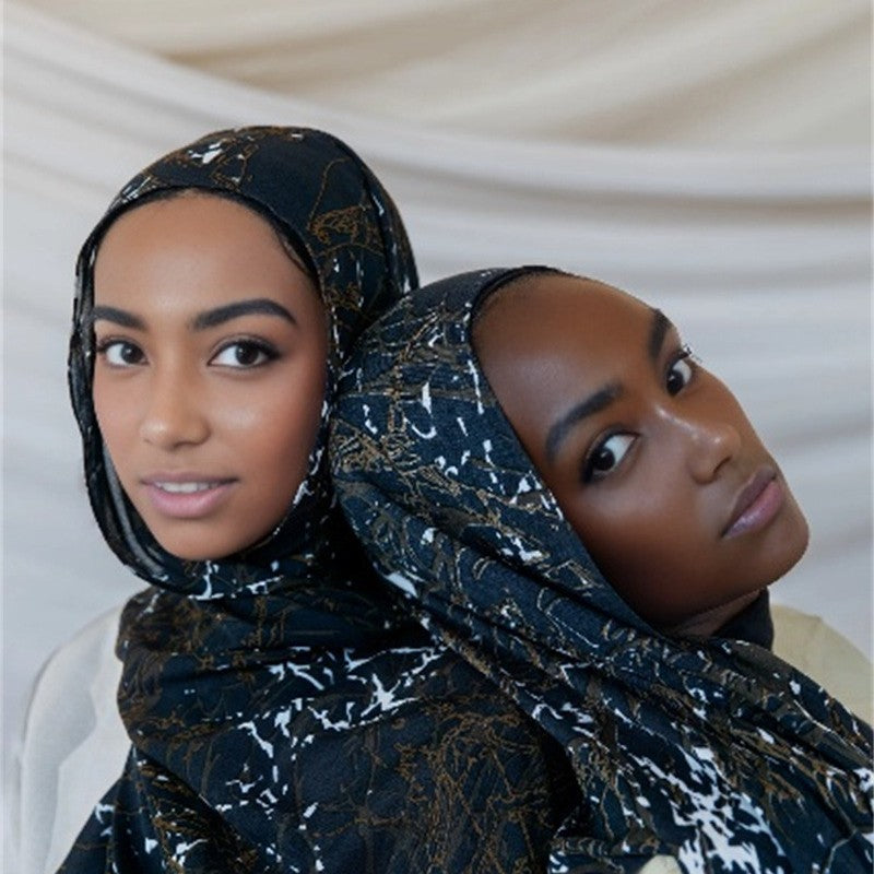 Tie-Dye Printed Satin Polyester Hijab