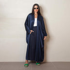 Glossy Solid Color Cardigan Abaya