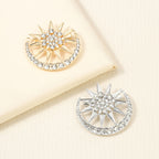 Star and Moon Rhinestone Brooch