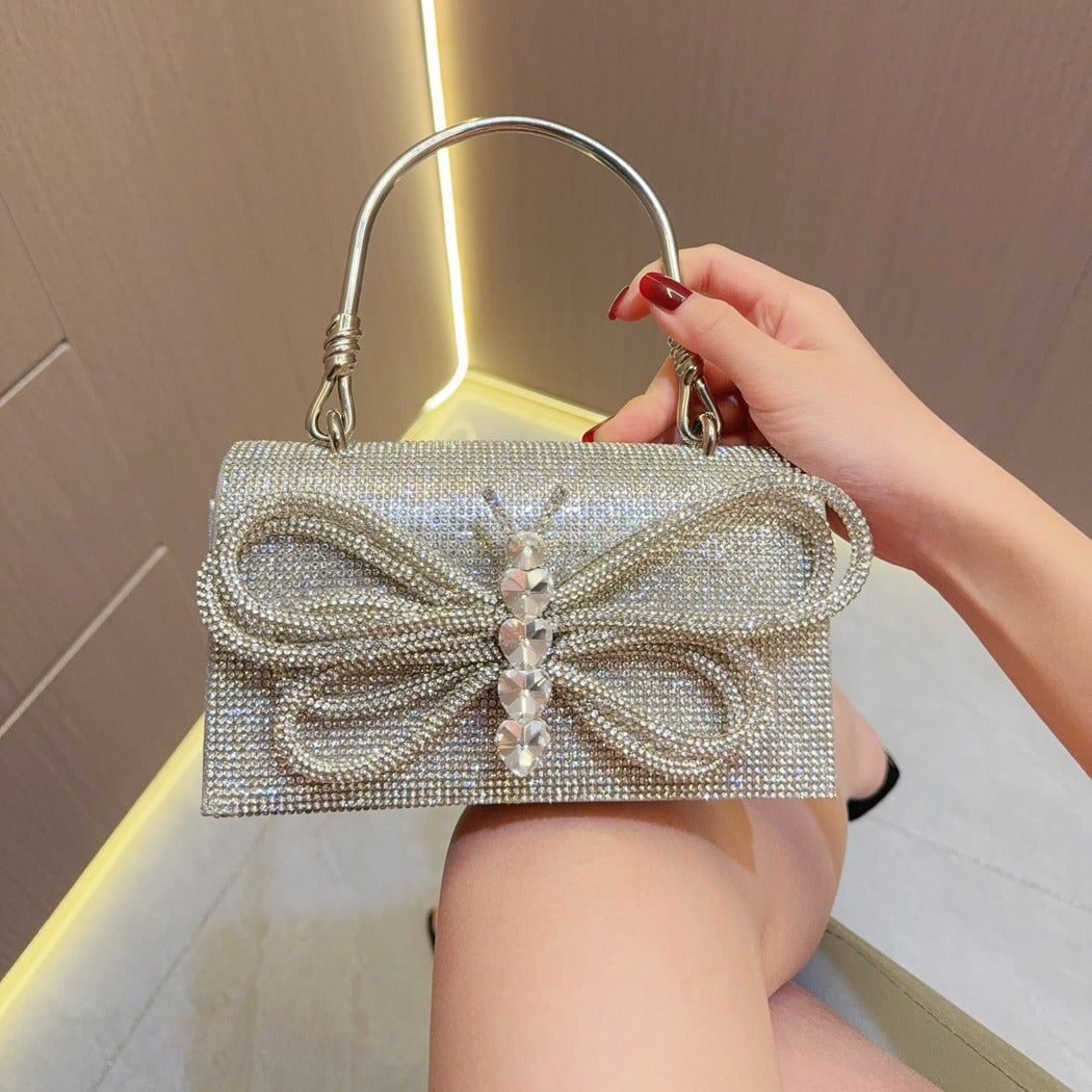 Rhinestone Bow Tote Dinner Handbag