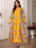 Floral Print Long Sleeve Kaftan