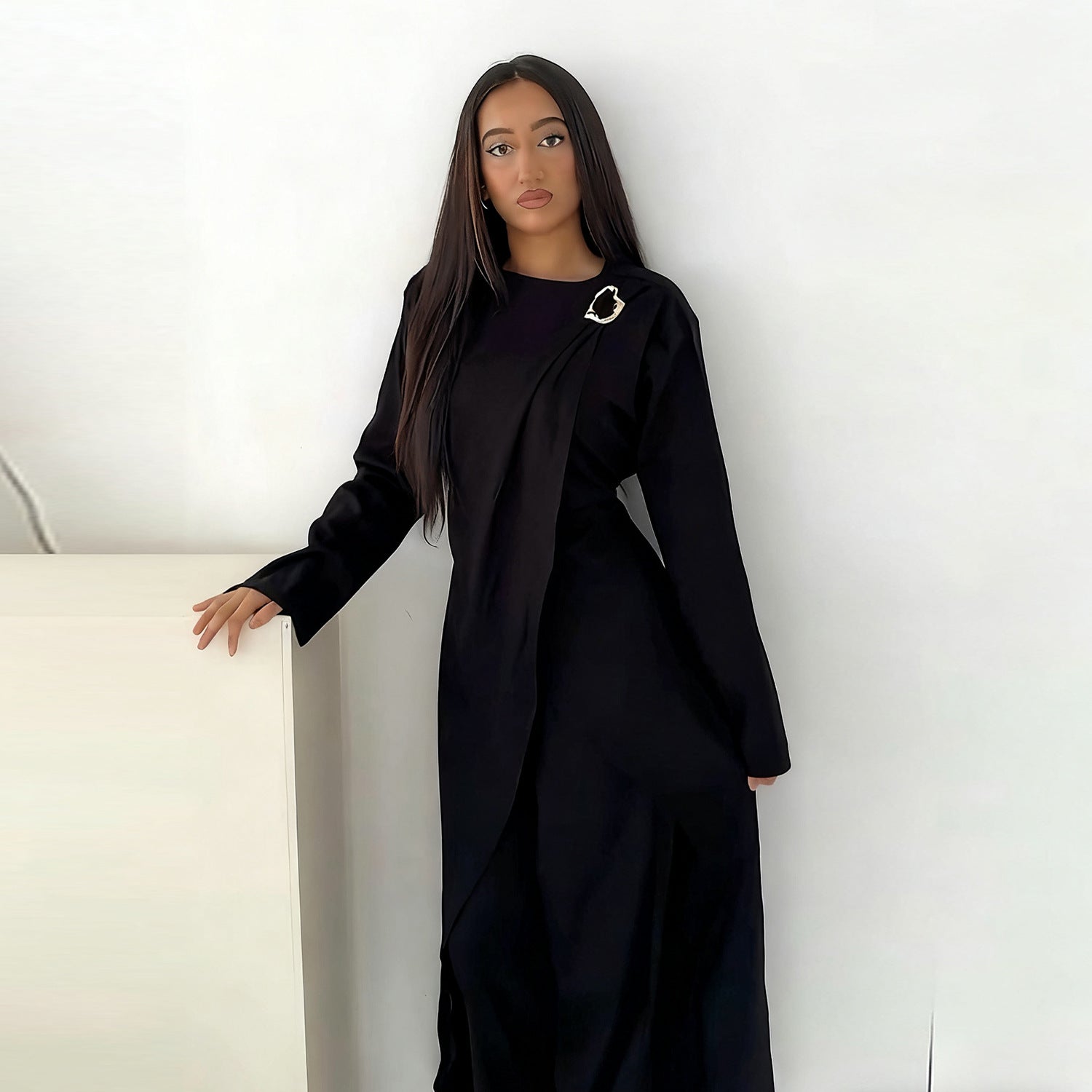 Solid Color Fashion Two-Piece Abaya