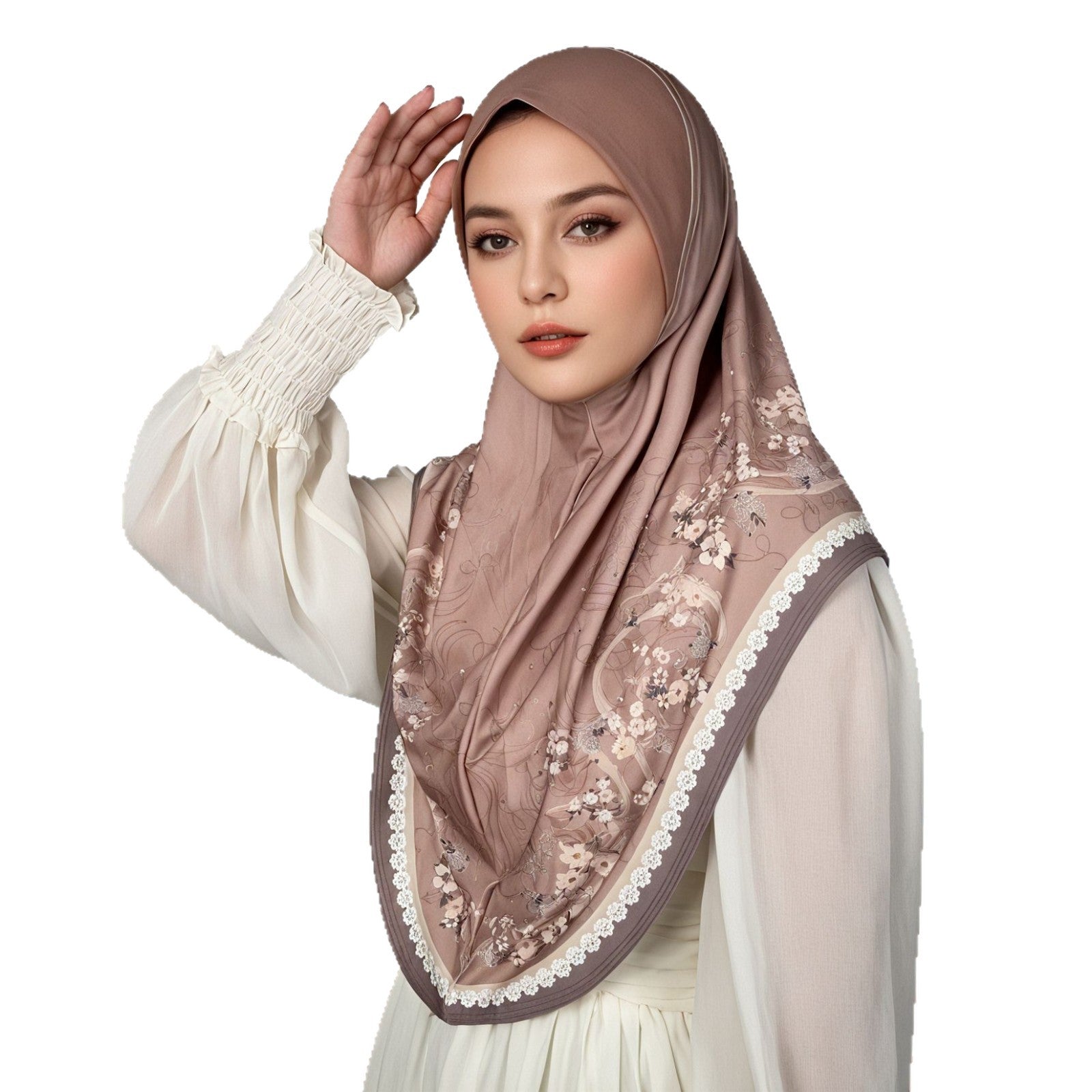 Embellished Printed Hijab Scarf