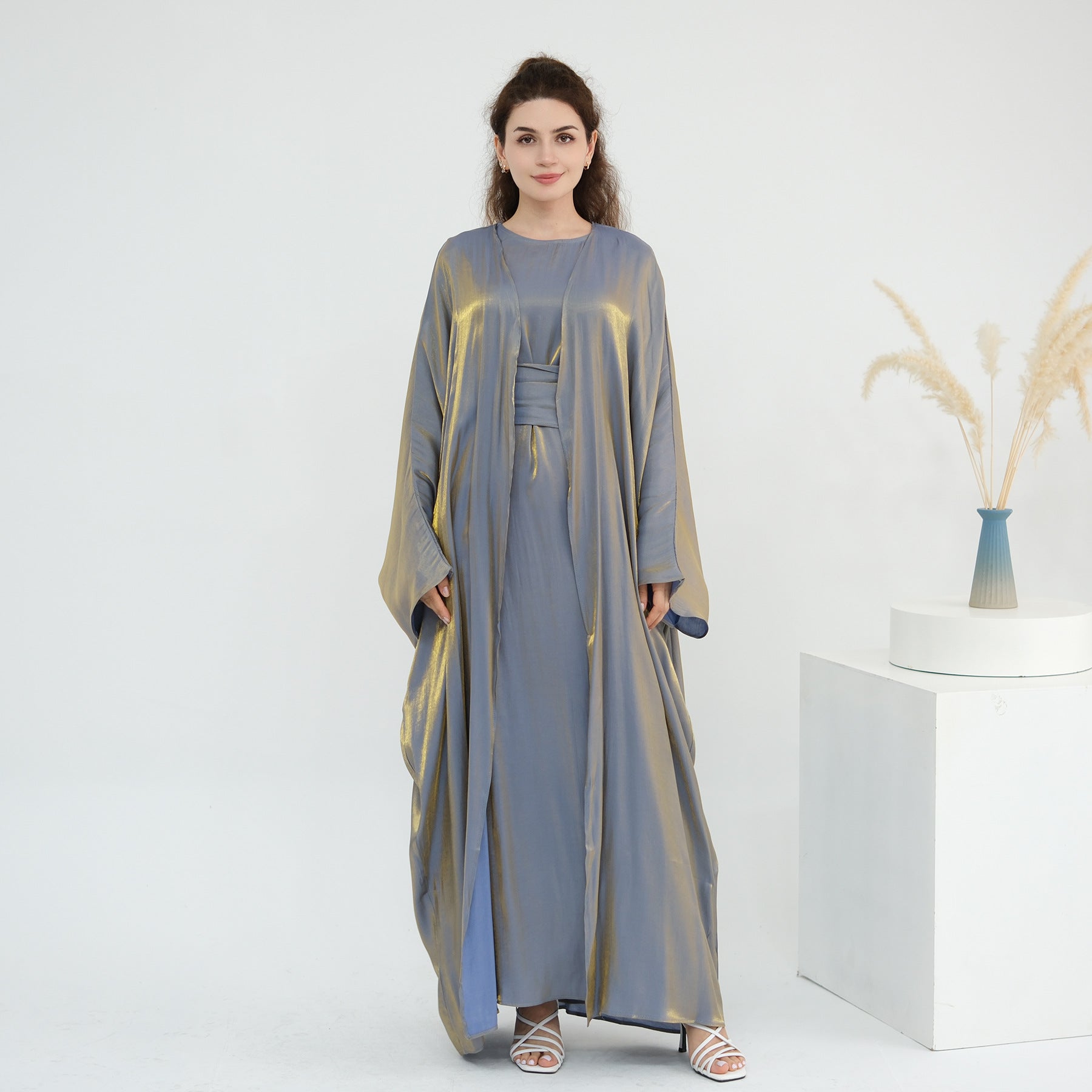 Solid Color Two-piece Shining Abaya