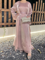 عباية من الحرير اللامع مكونة من قطعتين