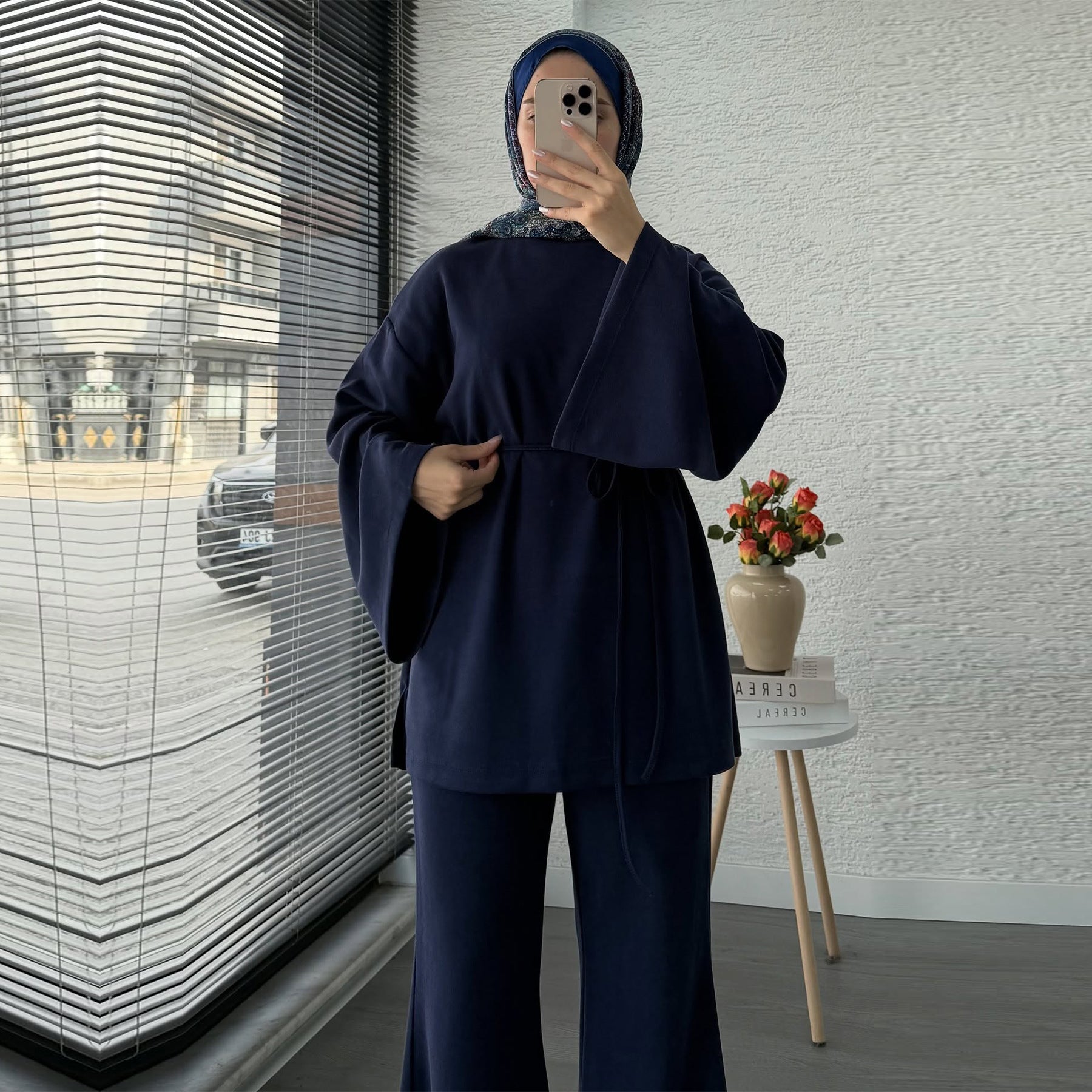 Solid Color Two-Piece Abaya Set