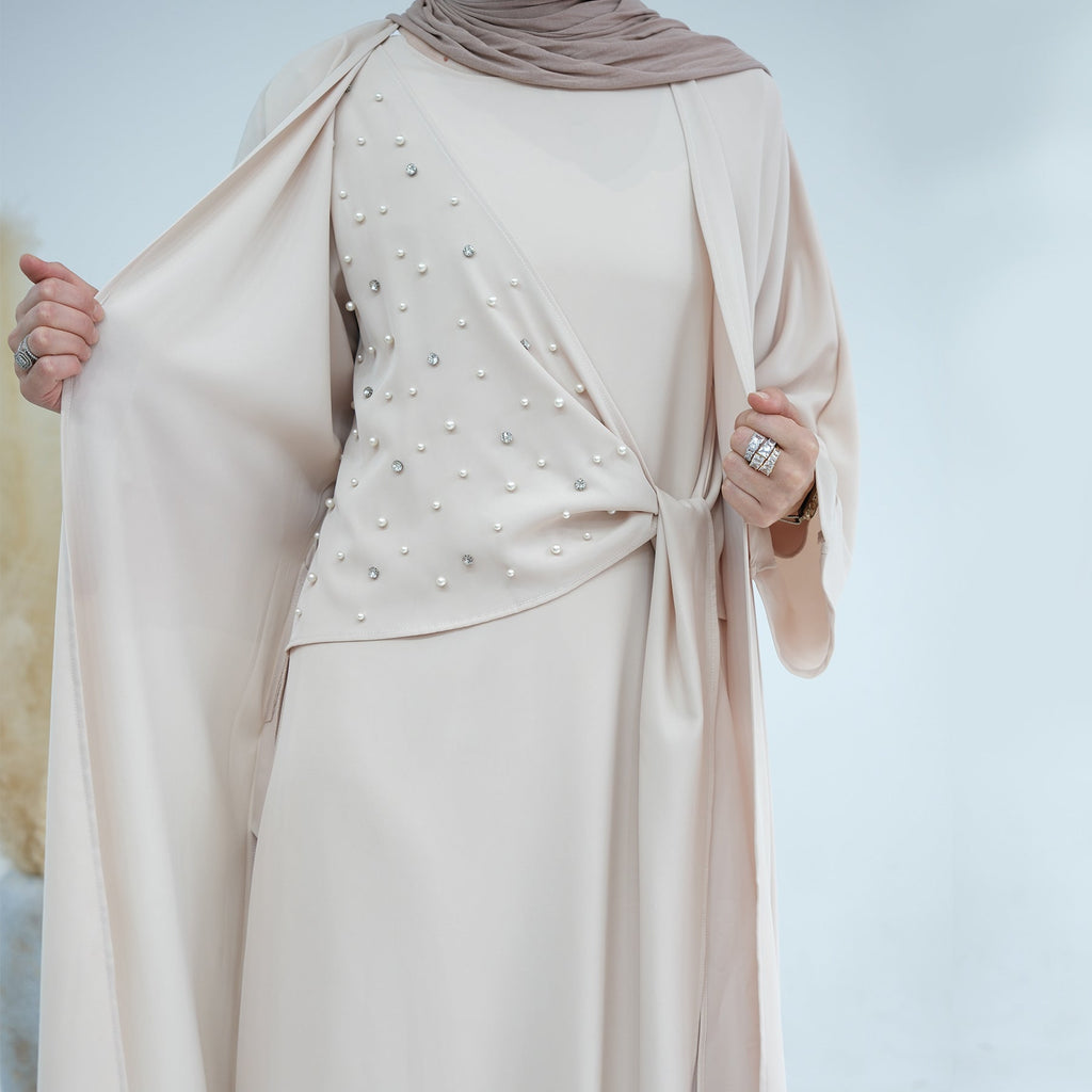 bead & Rhinestone Solid Color 2 Piece Set