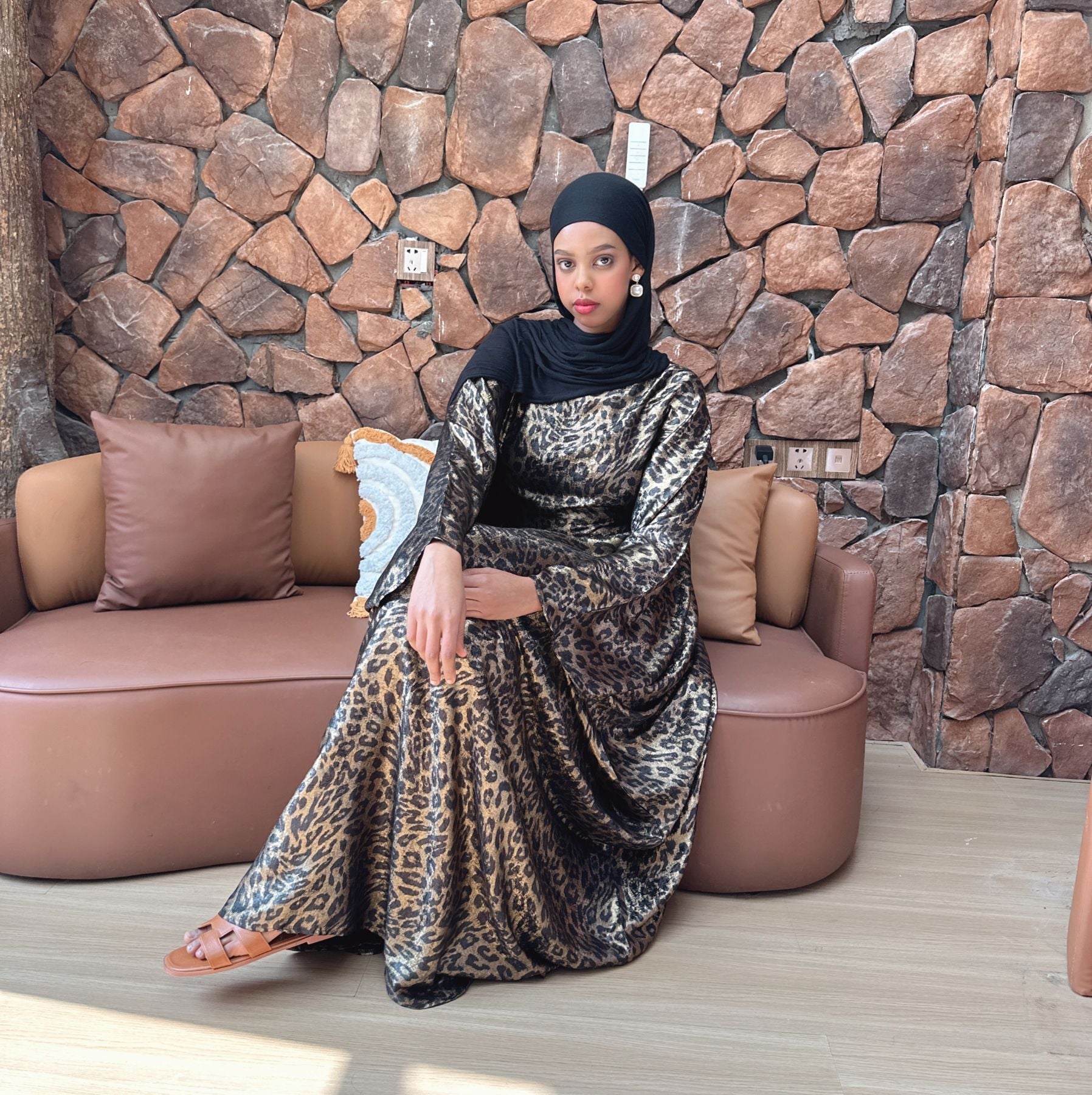 Leopard Print Butterfly Abaya