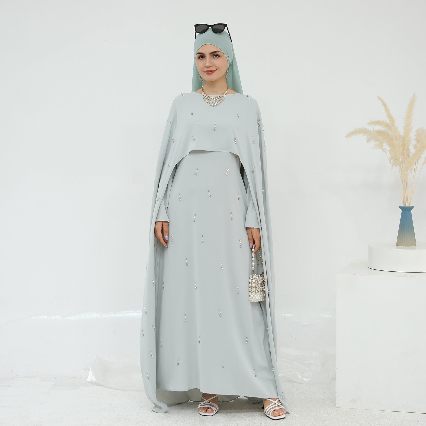 Cape Modest Maxi Dress