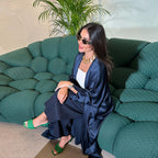 Glossy Solid Color Cardigan Abaya