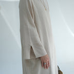 Double Layer Cotton Simple Slit Cuff Dress